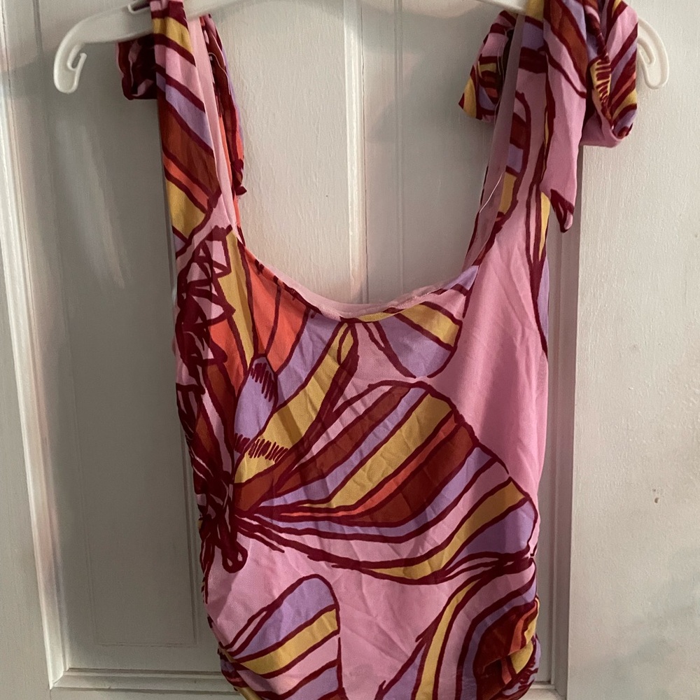 Free People Vibrant Pink and Red Tank Top